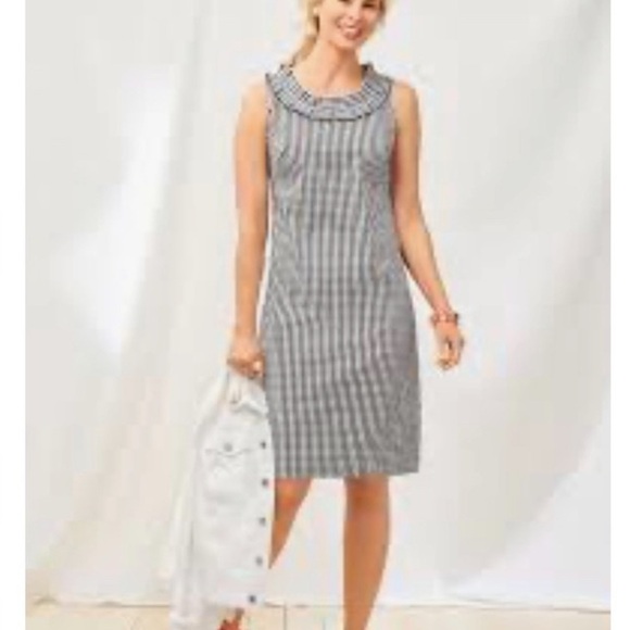 Talbots Gingham Pleated-Neck blk and white dress - Picture 9 of 9